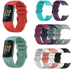 Silicone Sports Leisure Watch Band for Fitbit Charge 5/ 6 Universal Smartwatch Accessories Wristbands