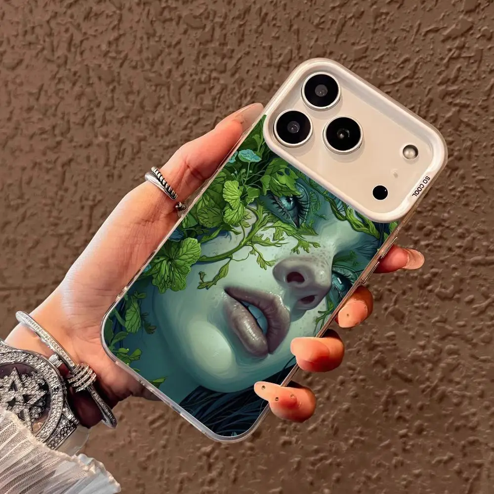 أنيمي فتاة تصميم جراب هاتف آيفون 17 16 15 14 13 12 11 برو/ماكس/بلس غطاء خلفي مقاوم للصدمات مضاد للبصمة