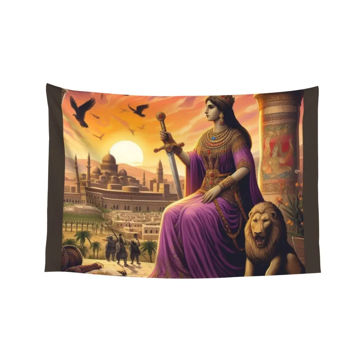 

An painting depicting Queen Zenobia, Queen of the East Tapestry Room Decore Aesthetic Cute Room Decor Wallpaper Tapestry