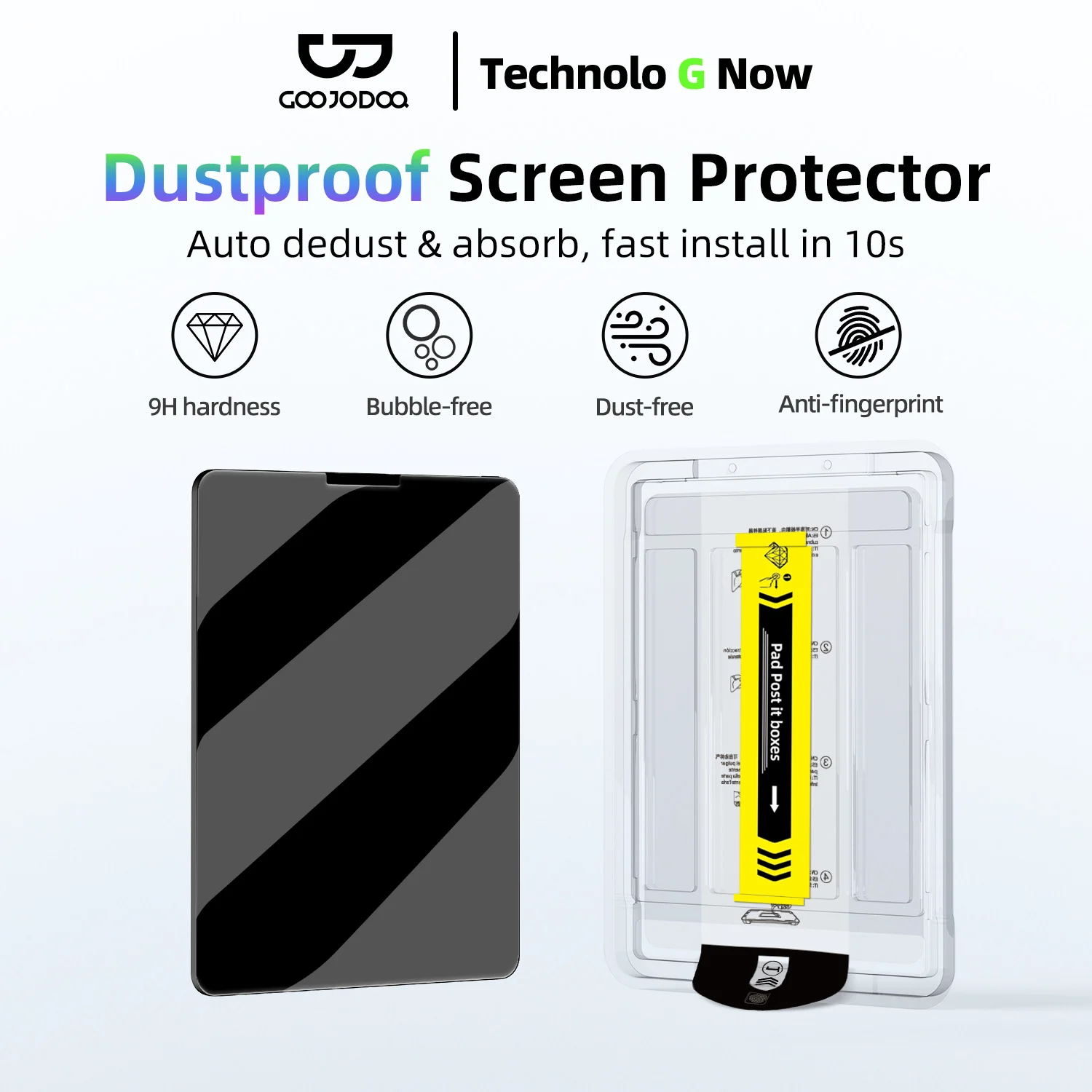 

GOOJODOQ Защитная стальная пленка из закаленного стекла для iPad 10th A16 iPad 10.2 Pro 11 13 Air 4/5/6/7 Кристально прозрачная отпечаток пальца