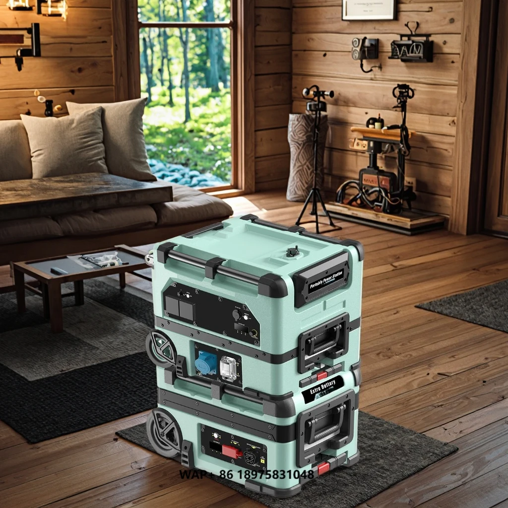 محطة طاقة شمسية منزلية محمولة بقدرة 6000 وات مع جهاز تحكم عن بعد للاستخدام الخارجي UPS AC DC لوحة طاقة شمسية للسيارة تتضمن بطارية خارجية