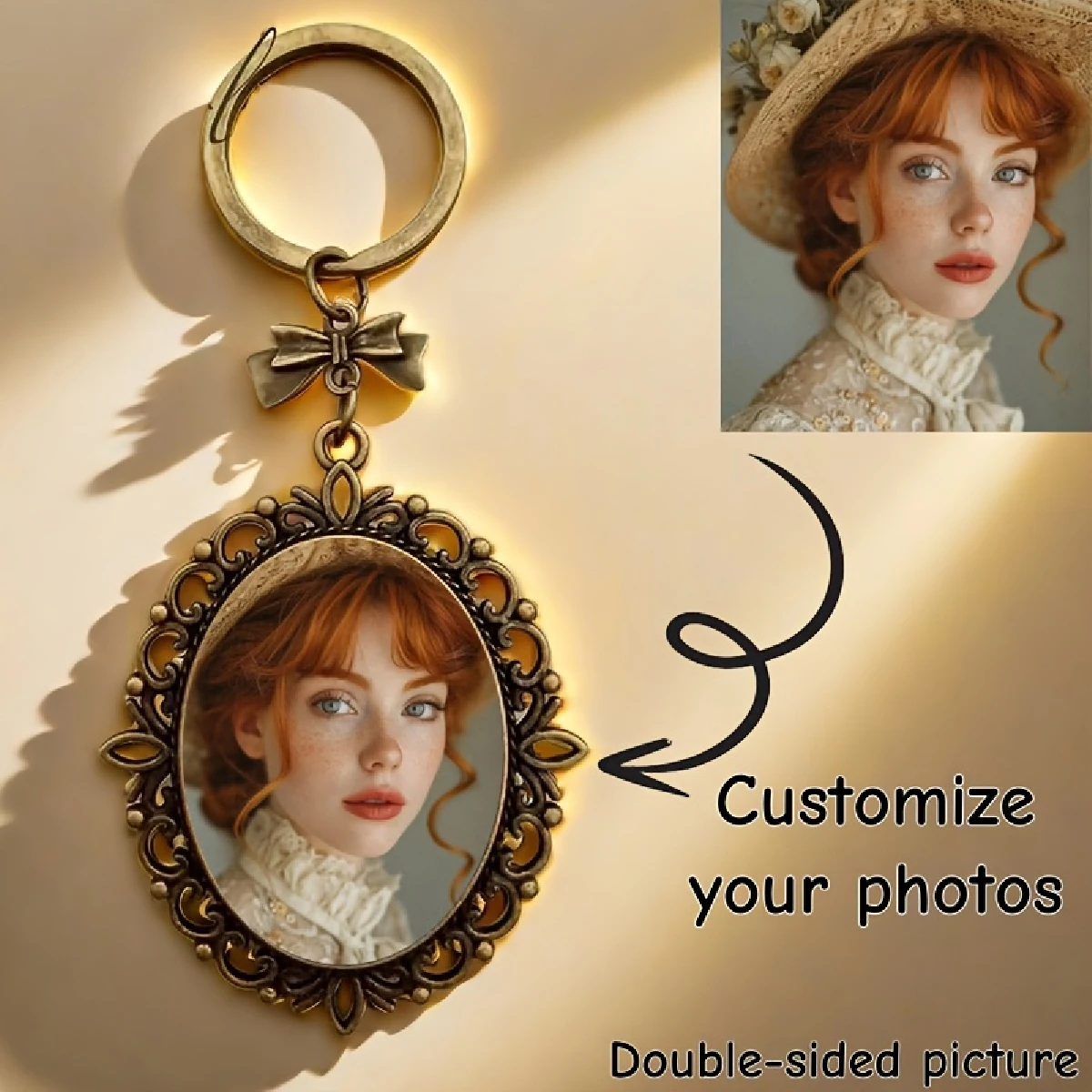 Personalized Dual-Sided Photo Keychain with Synthetic Gemstone, Customizable Gift for Mother's Day Graduation Friends Loved Ones