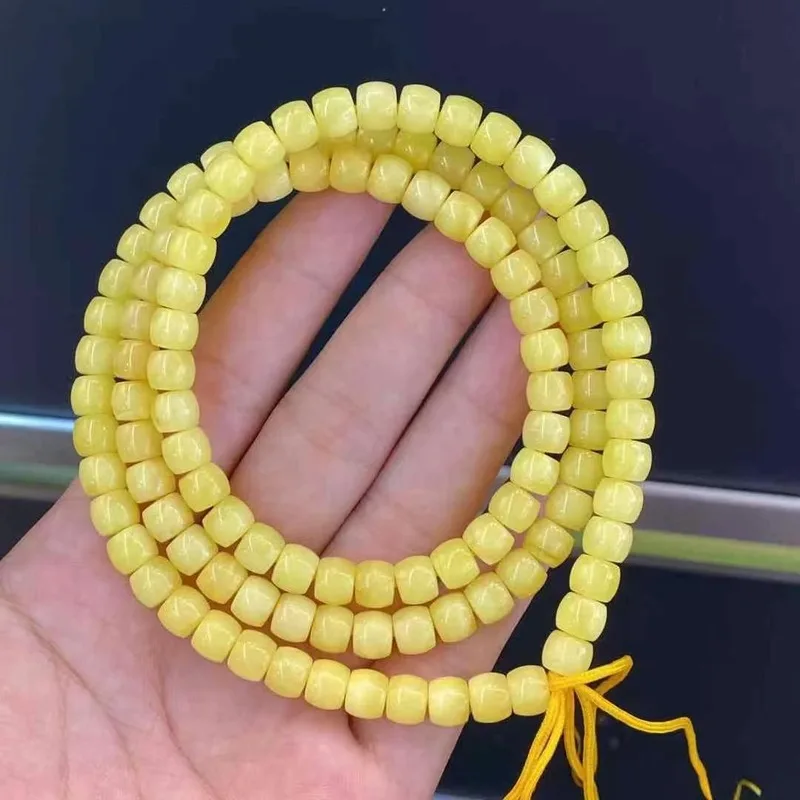 Natural Amber Honey Wax Long Chain Multi-Loop Bracelet Jewelry Loose Beads