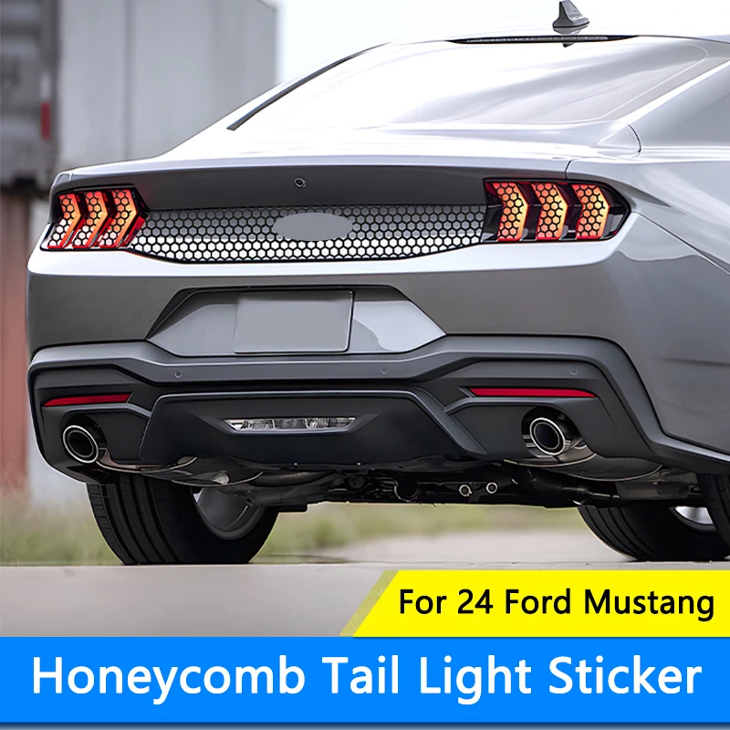 

QHCP Car Honeycomb Stickers Stylish Tail Lights Hollow Protector Decals Auto Rear Lamp Decoration Wrap Film For 24 Ford Mustang