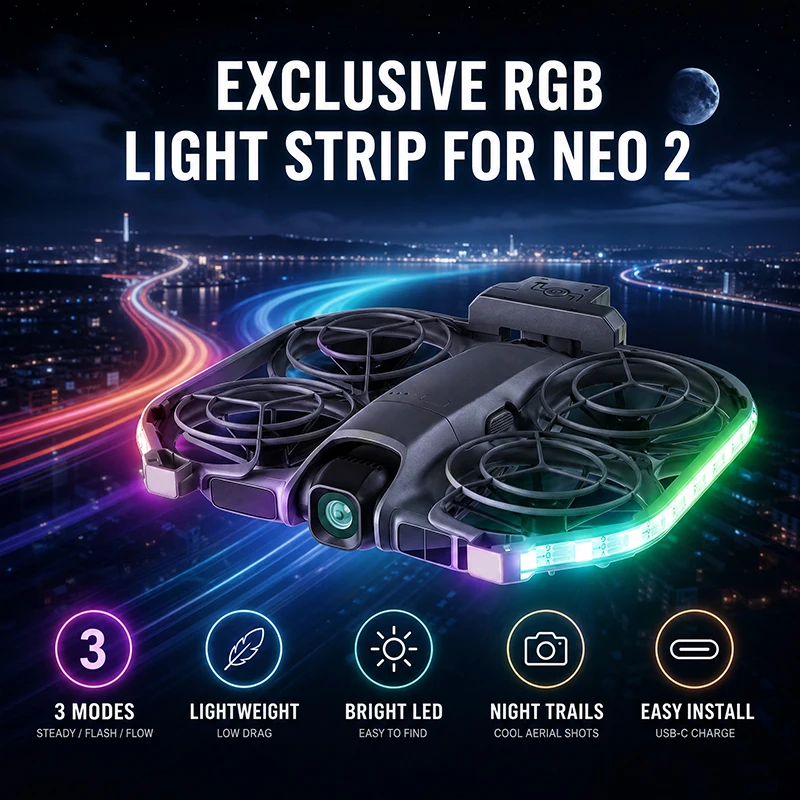 Pasek świetlny do DJI Neo 2, kolorowy wskaźnik lotu nocnego, dynamiczne efekty świetlne, ładowanie Type-C, lampa, akcesorium do drona. — zdjęcie produktu 7