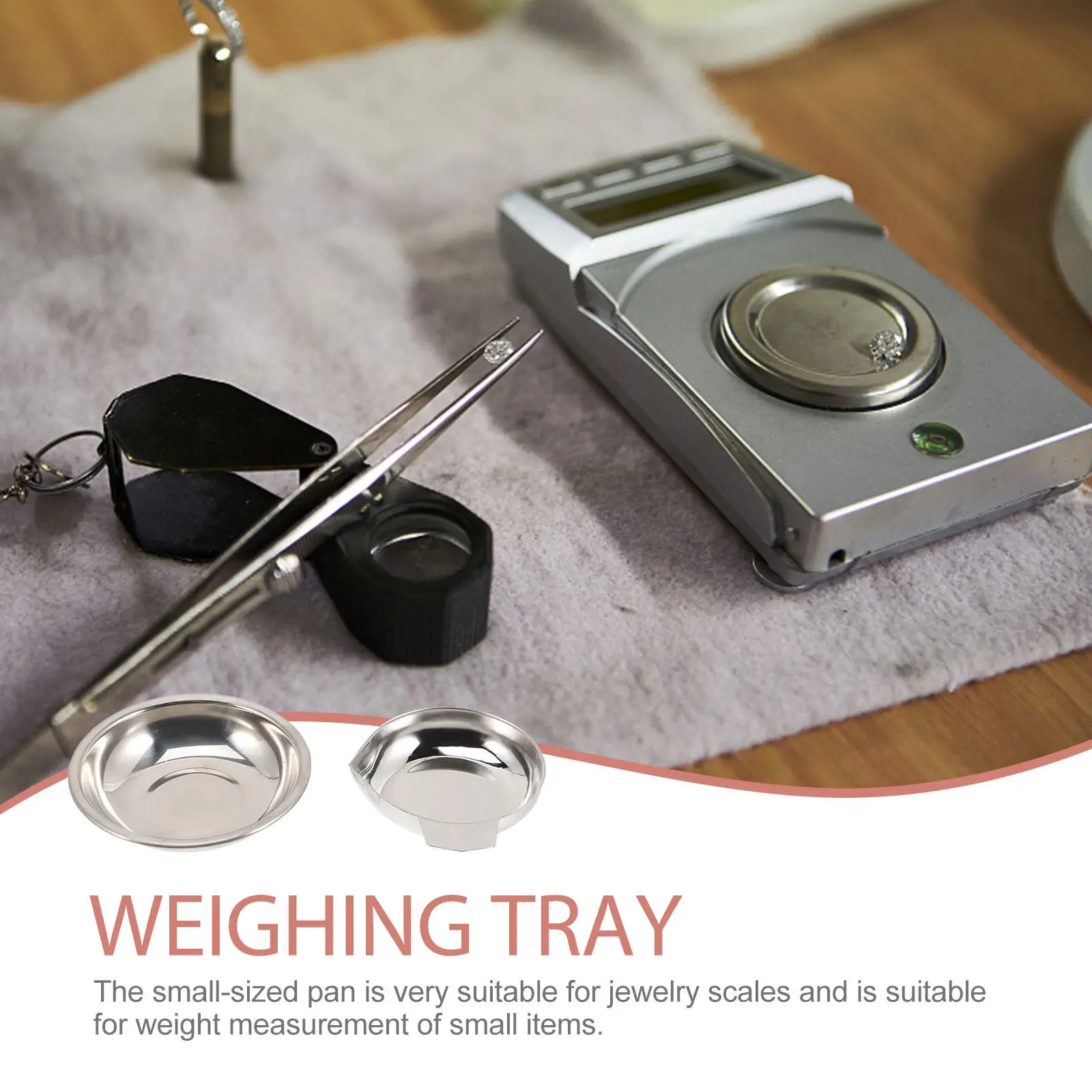 

2Pcs Stainless Steel Weighing Tray Digital Scale Pan Small Jewelry Scale Dish Space Saving Stackable Design Smooth Surface