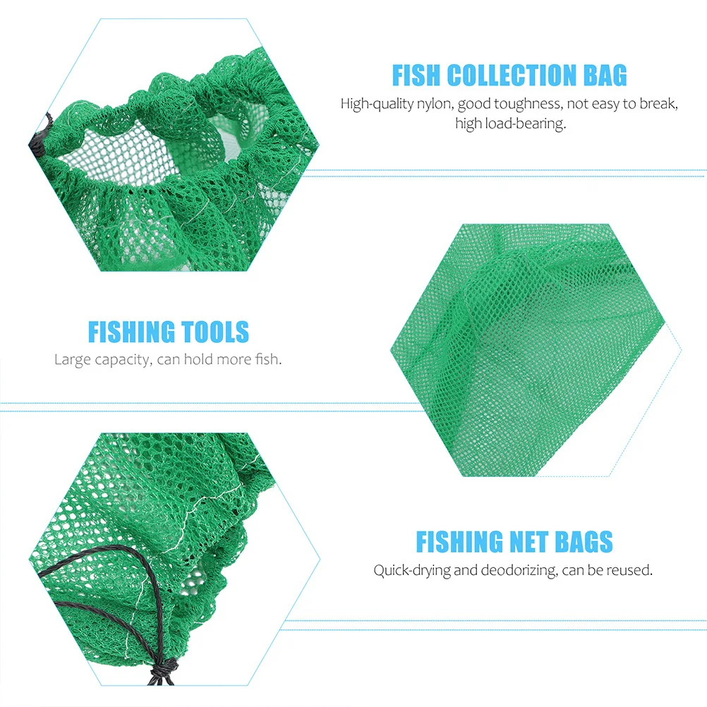

4Pcs Fish Bag for Fishing High Grade Nylon Mesh Drawstring Closure Lightweight Compact Fish Catcher Net Outdoor Use