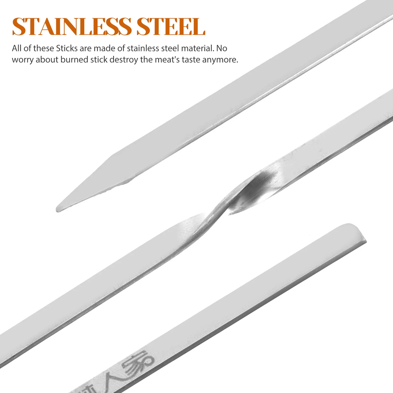 

10Pcs Bbq Skewers Stainless Steel Flat Design for Grilling Meat Vegetables Barbecue Skewer Sticks for Grilling