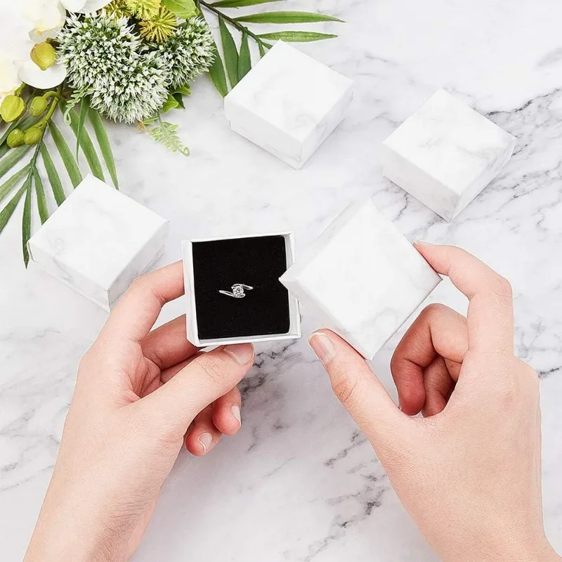 Small Square Kraft Ring Earring Box, 12 Pack