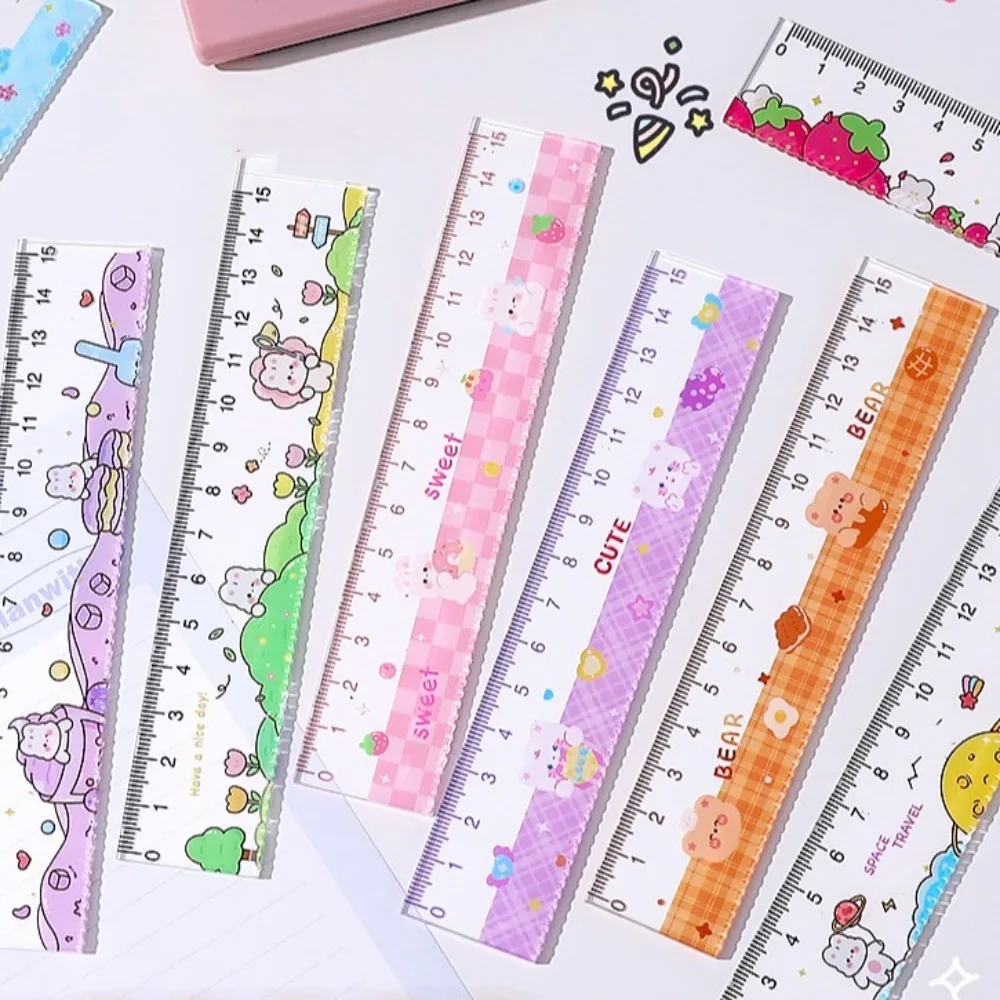 

Professional 15cm Cartoon Pattern Ruler Acrylic Cute Transparent Straightedge Drafting Wear-resistant Straight Ruler Stationery