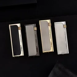 ZORRO Metal Zinc Alloy Ultra Thin Slim Grinding Wheel Side Slip Pure Copper Butane Gas Lighter Smoking Accessories Gadgets Gifts