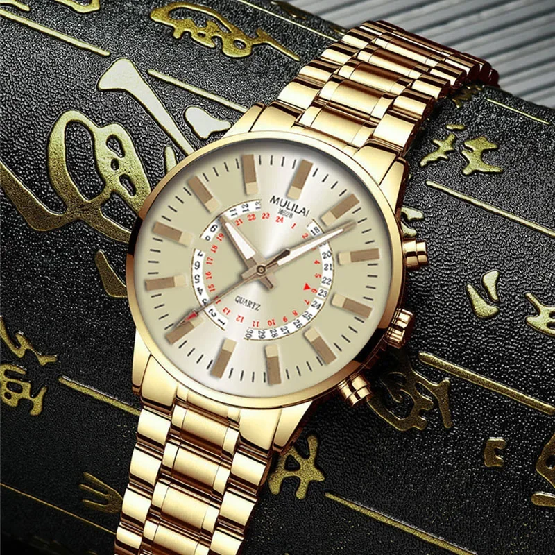 Luxury Men Watch Top Brand Famous Stainless Steel Strap Quartz Wrist Watch Diamond Big Dial Watch Relogio Masculino