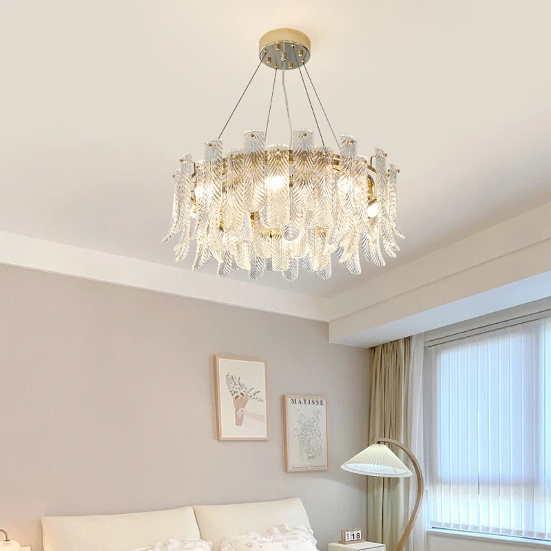 LED Simple Modern Living Room Crystal Lamp French Cream Wind Warm Eye Protection Bedroom Room Suction Ceiling China Dining Room