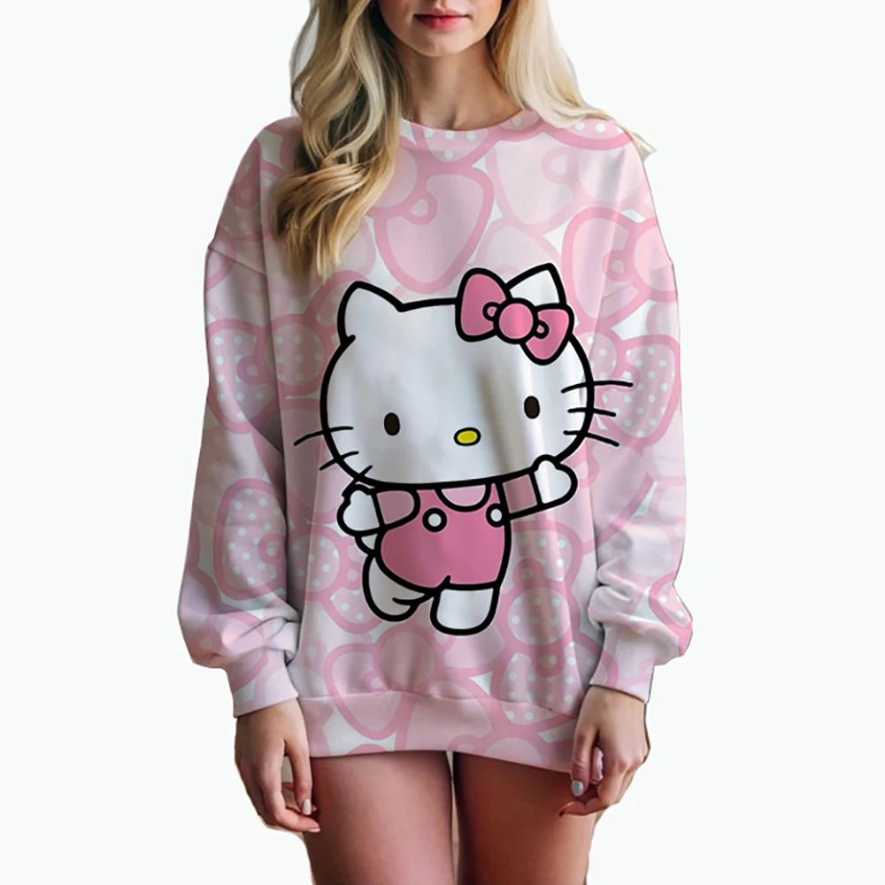 Hello Kitty Sweatshirt for Women Autumn Oversized Hoodie Kawaii Oversized Hoodie for Trendy Sudaderas Y2k Clothes \'s