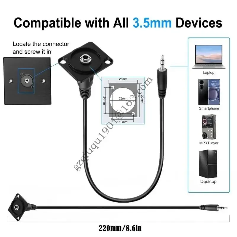 TRS 3,5 мм панель монтажный звуковой адаптер 3,5 мм TRS Самец/самка к женскому монтажу с коротким кабелем TRS 1/8 Стерео H05A