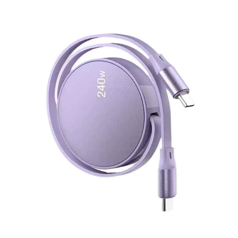 240W PD Fast Charging Retractable Type C To Type C Cable Portable Charger CordData Cable For Laptops Phones