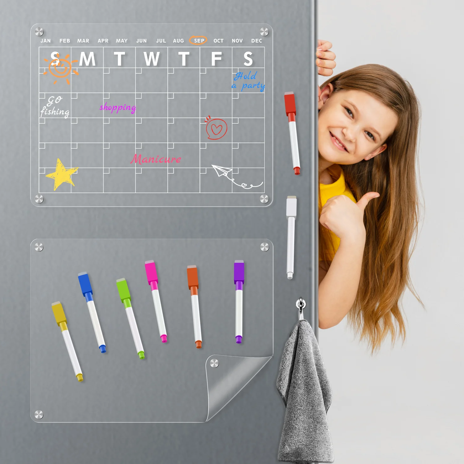 Transparent Magnetic Calendar For Erasable Family Schedule Planner clear Calendar Board Wall Whiteboard Easy Install