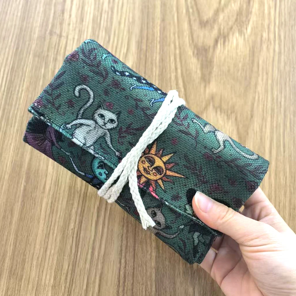 Bolsa de almacenamiento de Tarot de gato, Luna, cielo estrellado, brujería, cartas de Tarot, mantel para herramientas de adivinación, bolsa envolvente, decoración de regalo místico
