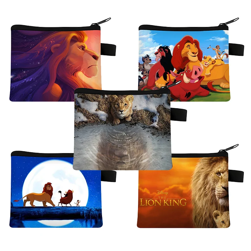 Mufasa Lion King portamonete Disney Movie Anime Cartoon Print Wallet Portable Men Office Storage Mini Bag regalo di compleanno Kids Girl