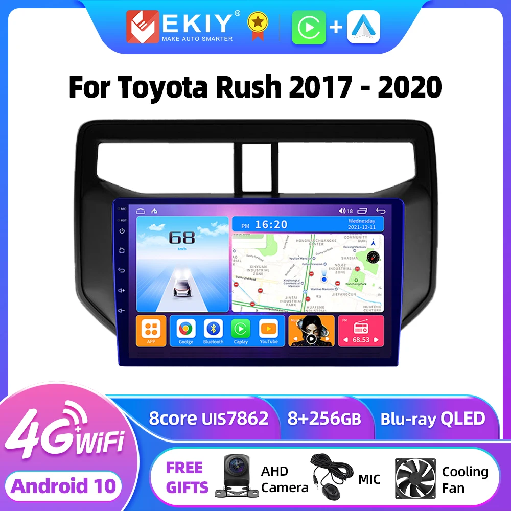 

Автомагнитола EKIY T7 Android 10 для Toyota Rush 2017 - 2020 DSP мультимедийный видеоплеер навигация для Carplay стерео 4G магнитофон