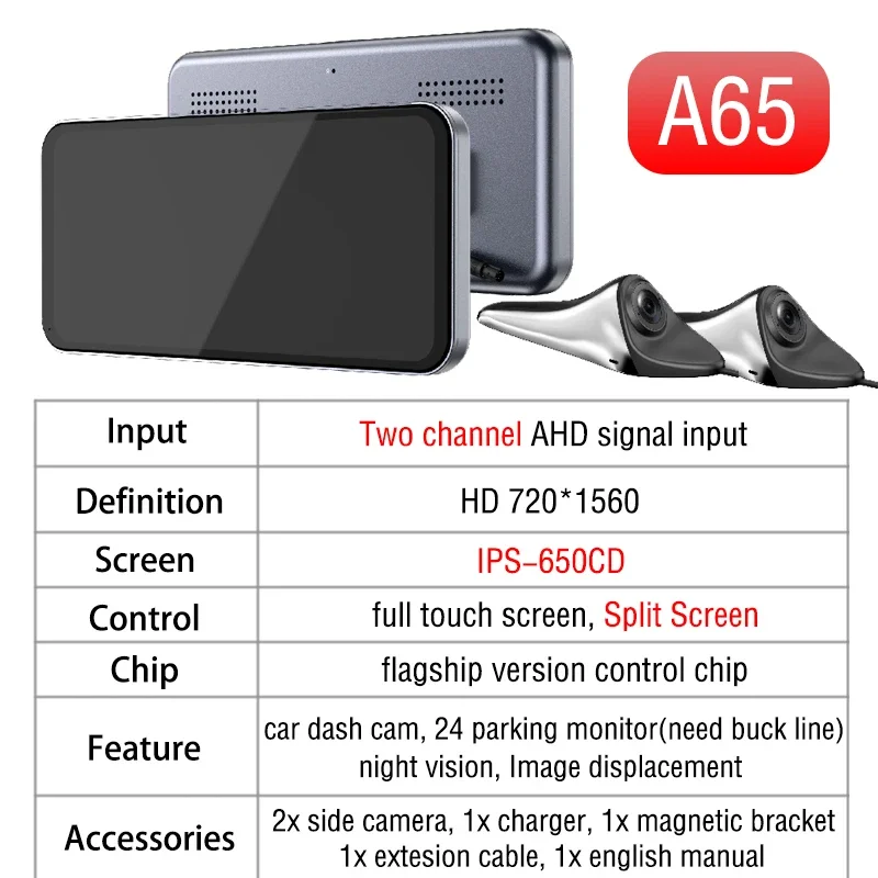 CMS Auto achteruitrijcamera, Blind Spot hulp-achteruitrij systeem, achteruitrijcamera scherm, IP68 waterdichte AHD Smart Monitor
