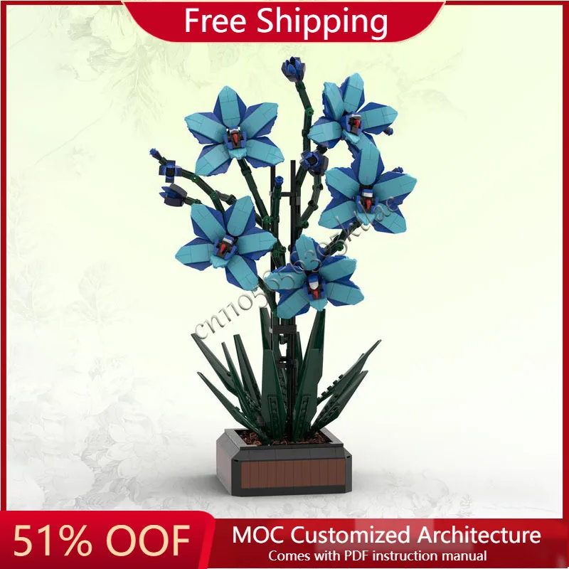 1049 قطعة مجموعة مكعبات بناء مخصصة من Cymbidium باللون الأزرق لعرض وتجميع لعبة رائعة للأطفال هدايا عيد ميلاد مثالية