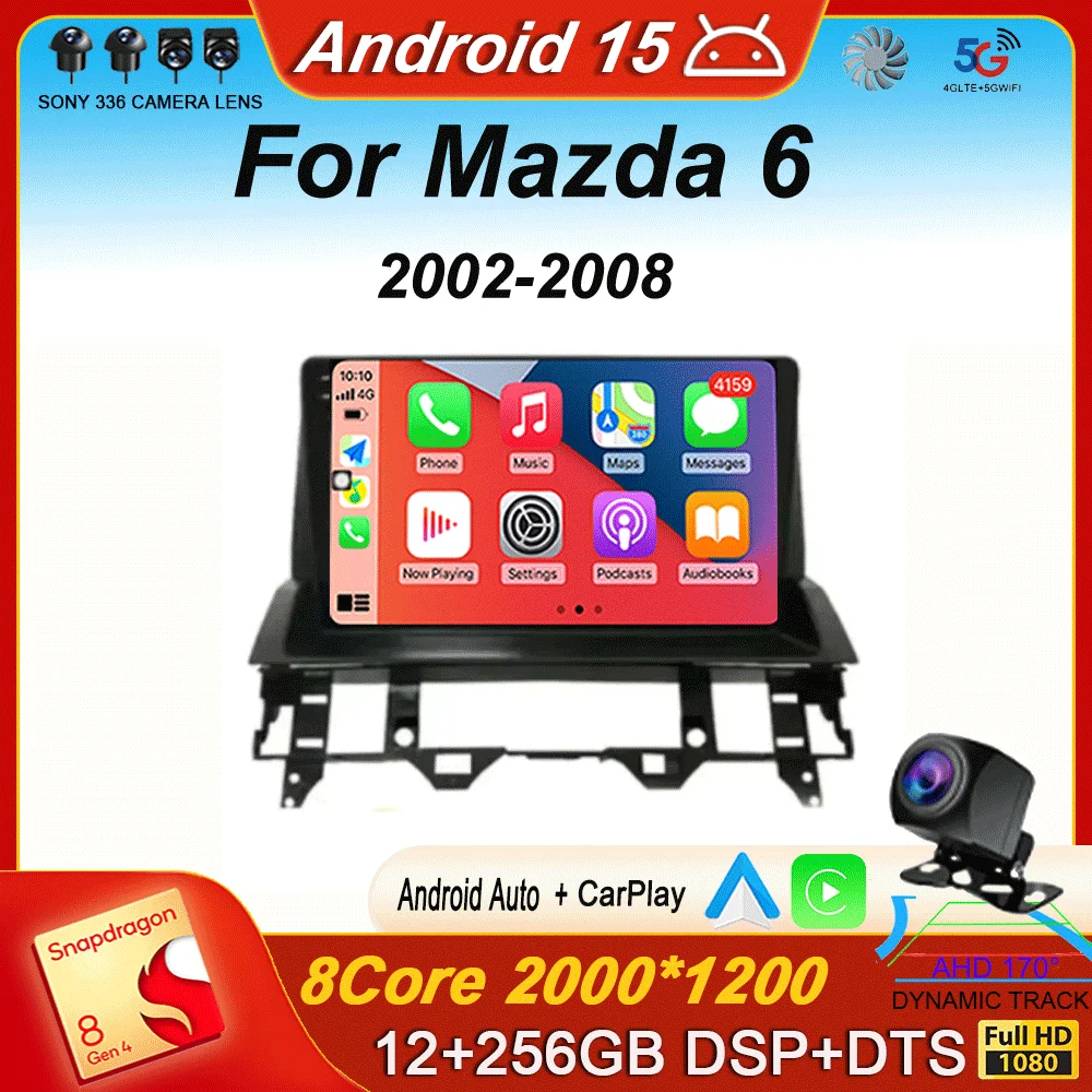 10.1 Inch For Mazda 6 2002 - 2008 Car Radio Android 15 Navigation GPS No 2din  Autoradio DSP BT Multimedia Video 4G LTE NO DVD