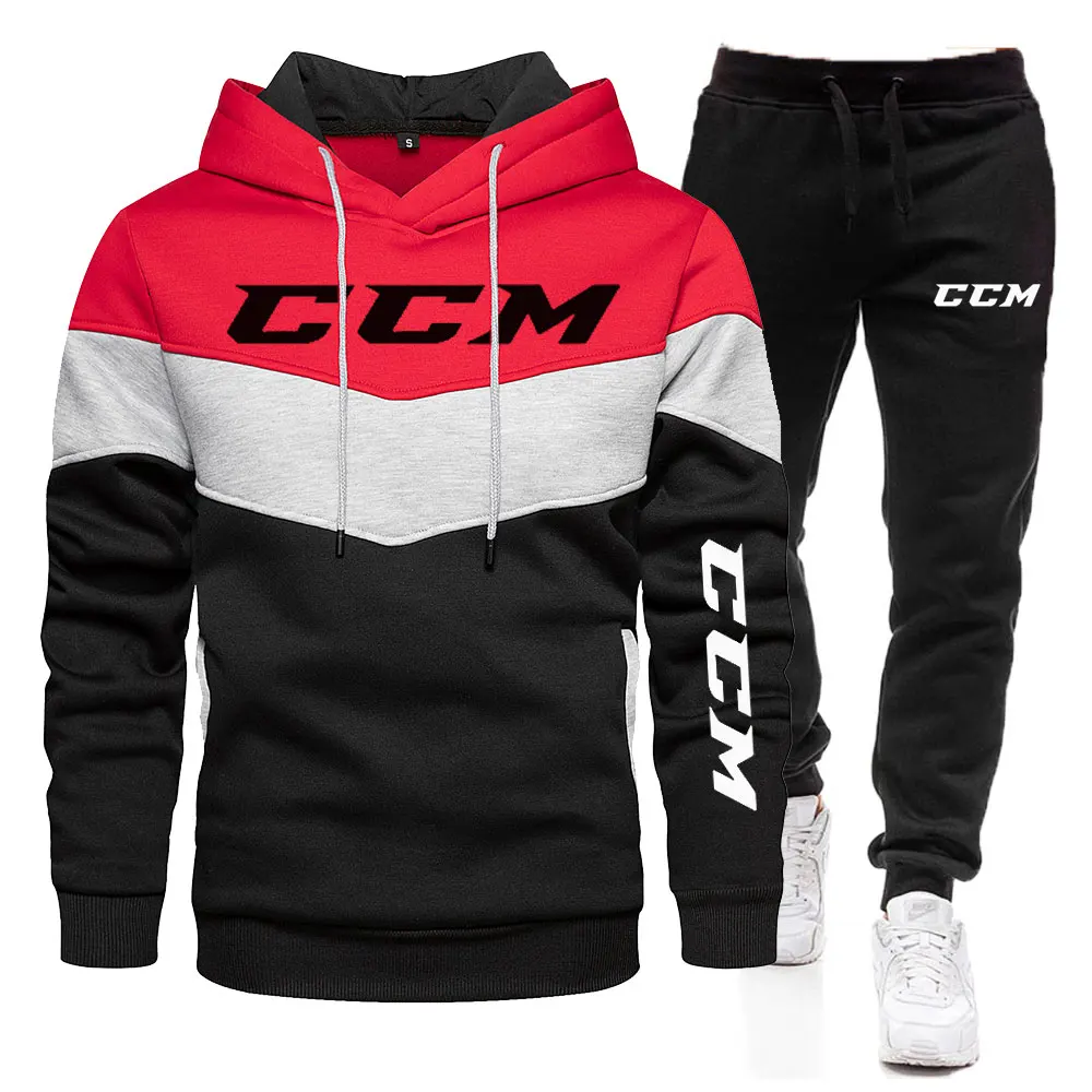 Sudadera con capucha y pantalones de chándal para hombre, conjunto de chándal cálido con cremallera y estampado CCM, ropa de exterior para otoño e invierno, novedad de 2022