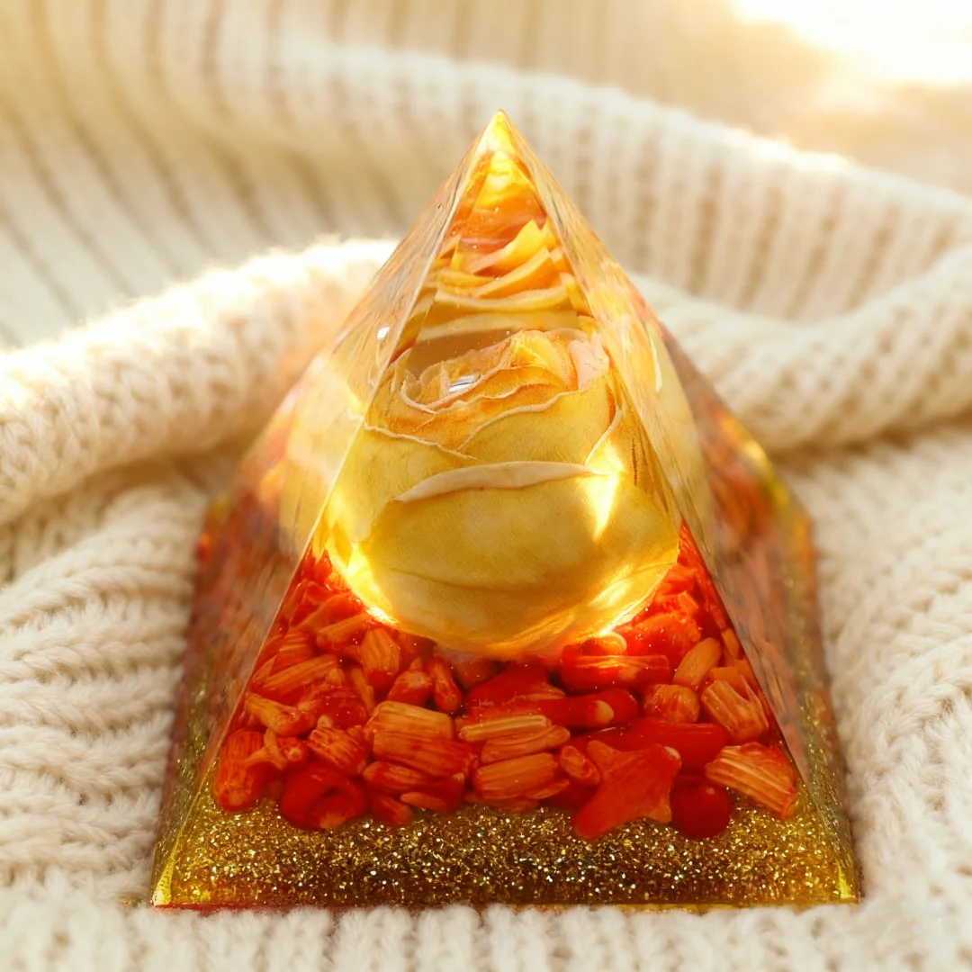 1 قطعة هرم أورجونيت طبيعي كريستال جوهرة الهرم الراتنج برج الحلي للمنزل مكتب سطح المكتب الديكور ، أورجونيت الورد الهرم