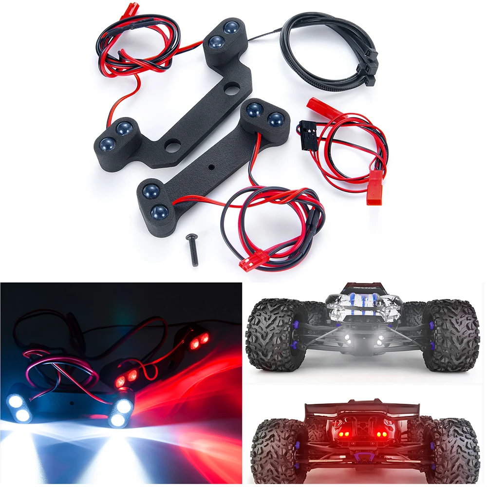 TRINOOD Front and Rear LED Lights Bar Headlight Taillight Spotlight Lamp for E-REVO 2.0 1/10 4WD Monster Truck Parts