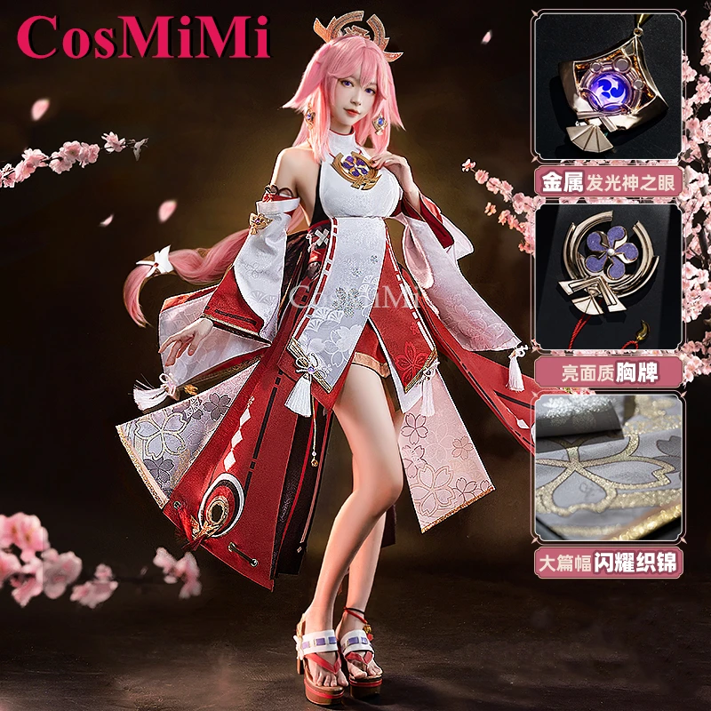 CosMiMi Yae Miko Cosplay Game Genshin Impact Costume Sweet Gorgeous Battle Uniform Women Carnival Party Role Play Clothing S-XXL