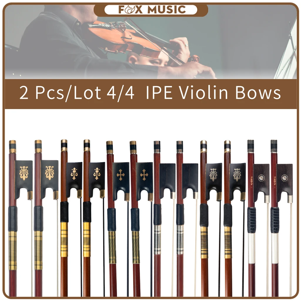 

2pcs/1lot IPE Violin Bows 4/4 Ebony Frog Lightweight Well Balanced Instant Bow Response And Control For Beginning Violinists