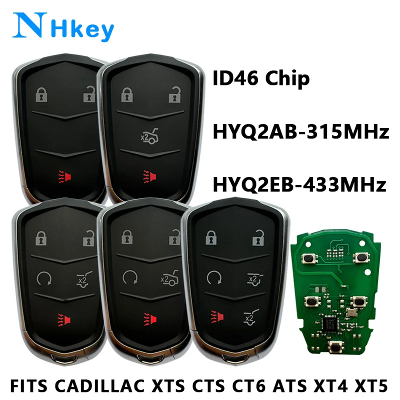 NHkey Remote Car Key HYQ2AB-315Mhz HYQ2EB-433Mhz ID46 Chip For Cadillac ESCALADE /ESCALADE ESV 2015-2019 XTS CTS CT6 ATS