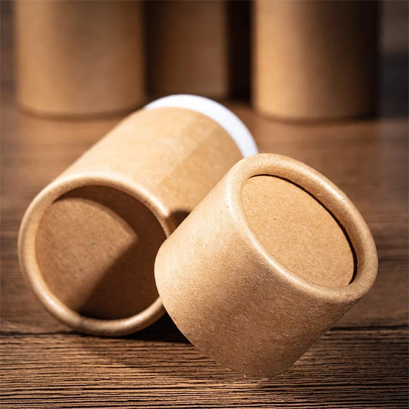 10Pcs Kraft Paper Tube Round Kraft Paperboard Jar Containers Cardboard Essential Oil Bottle Tube Box for Cosmetic Gift Packaging
