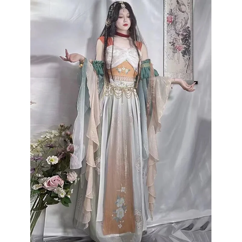 Ancient Chinese Hanfu Dress Women Halloween Princess Loulan Dunhuang Feitian Cosplay Costume Dance Dress Party Outfit Hanfu Sets