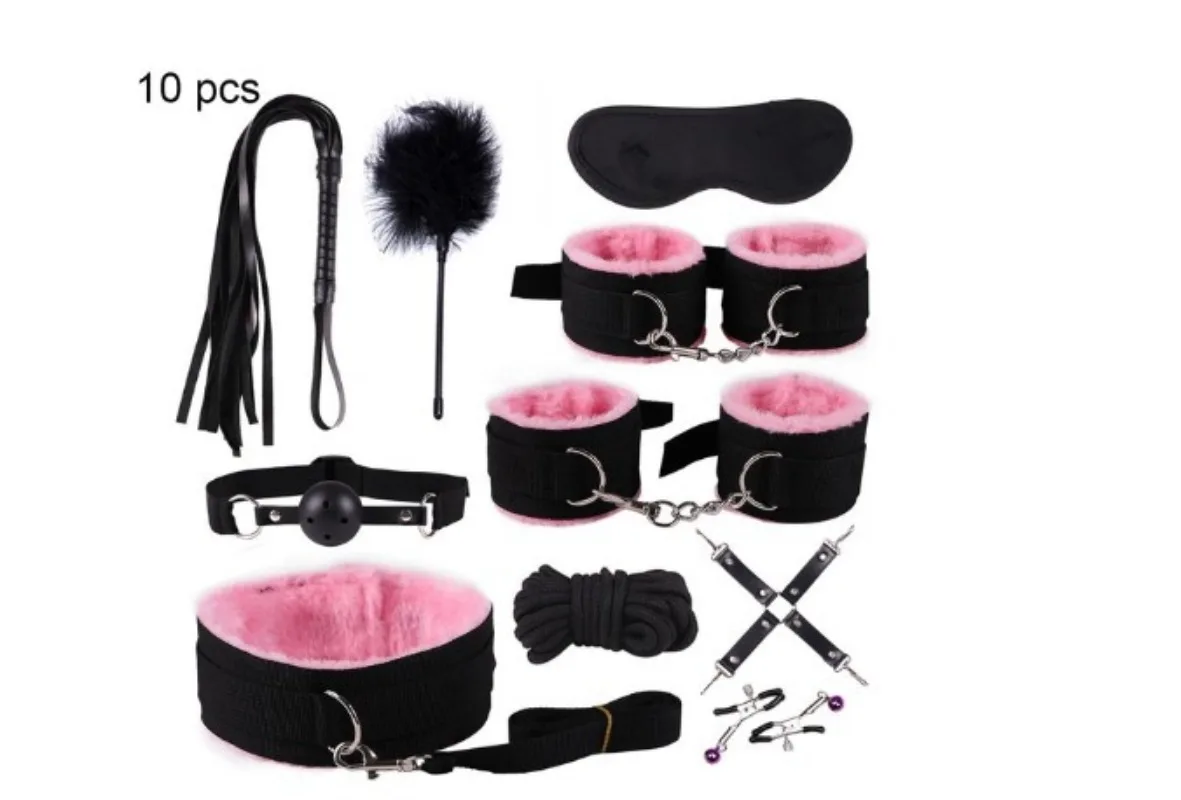 Leather Whip Flogger Plush Nylon Plush Sex Handcuffs Bondage Slave Exotic Accessories Toys for Couples Adults Games Games