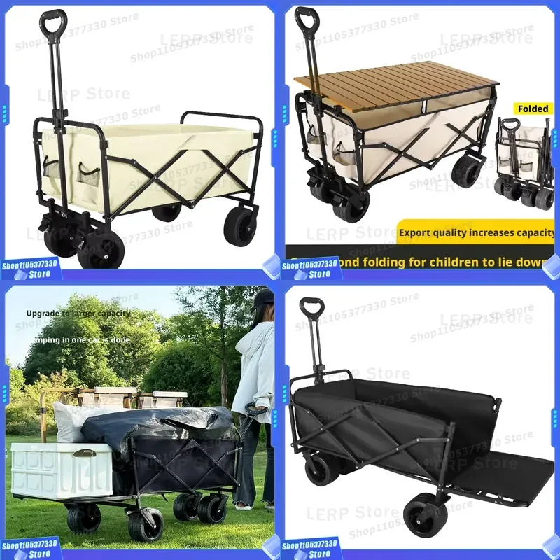 Outdoor Folding Camping Cart Oversized Picnic Trolley Lifting Table Trailer Oversized Camper Picnic Truck Trailer Outdoor