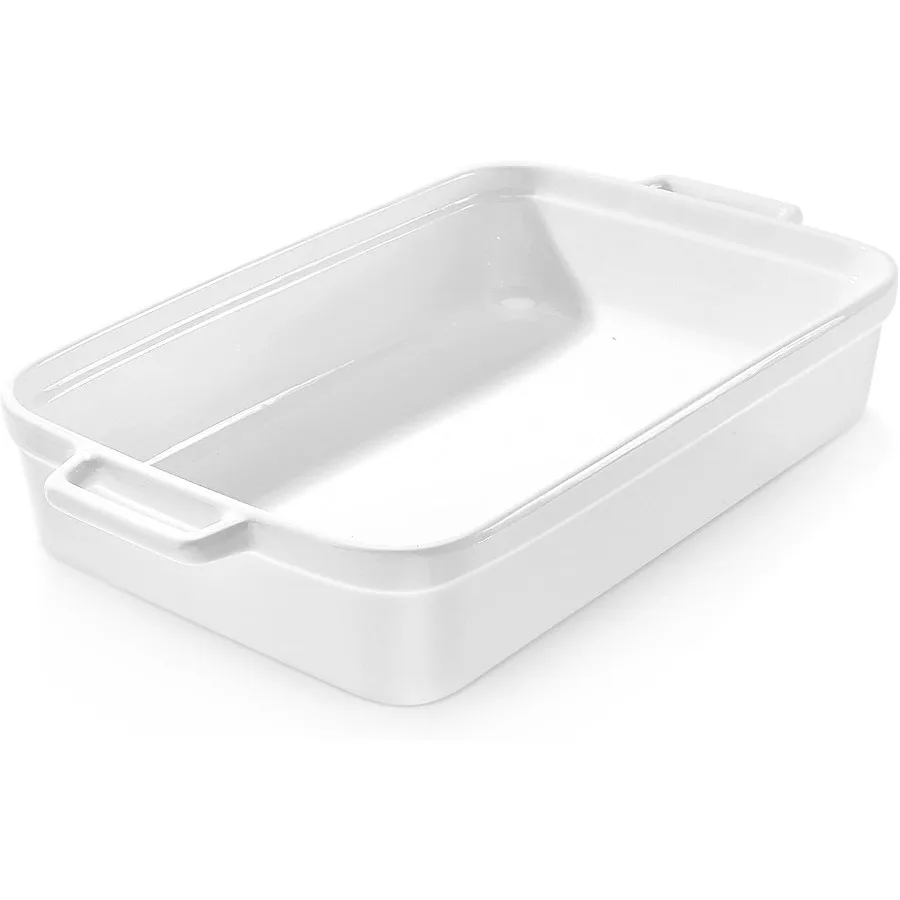 

Блюдо для запекания, большая посуда для выпечки, глубокая сковорода для лазаньи для духовки, керамическая форма для выпечки, легко чистится (белая, 5,5 литра)