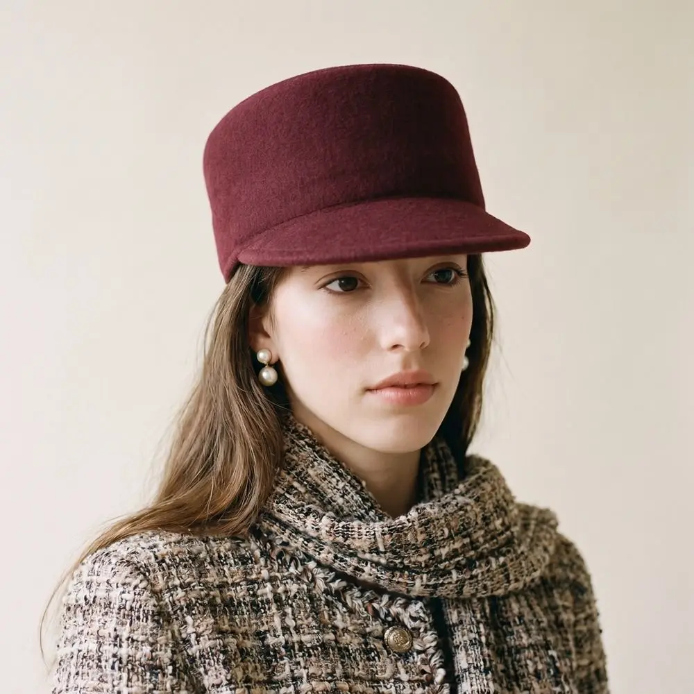 Fashion British Style Wool Equestrian Hat Elegant Charm Beret Solid Color Teardrop Fascinators Hats Live Show