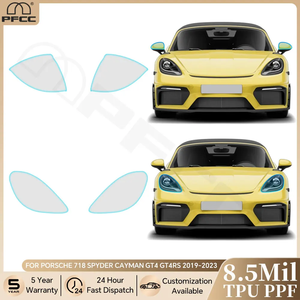 

For Porsche 718 Spyder Cayman GT4 GT4RS 2019-2023 Pre-cut PPF Headlight Rearview TPU Paint Protection Film Clear Anti-scratch