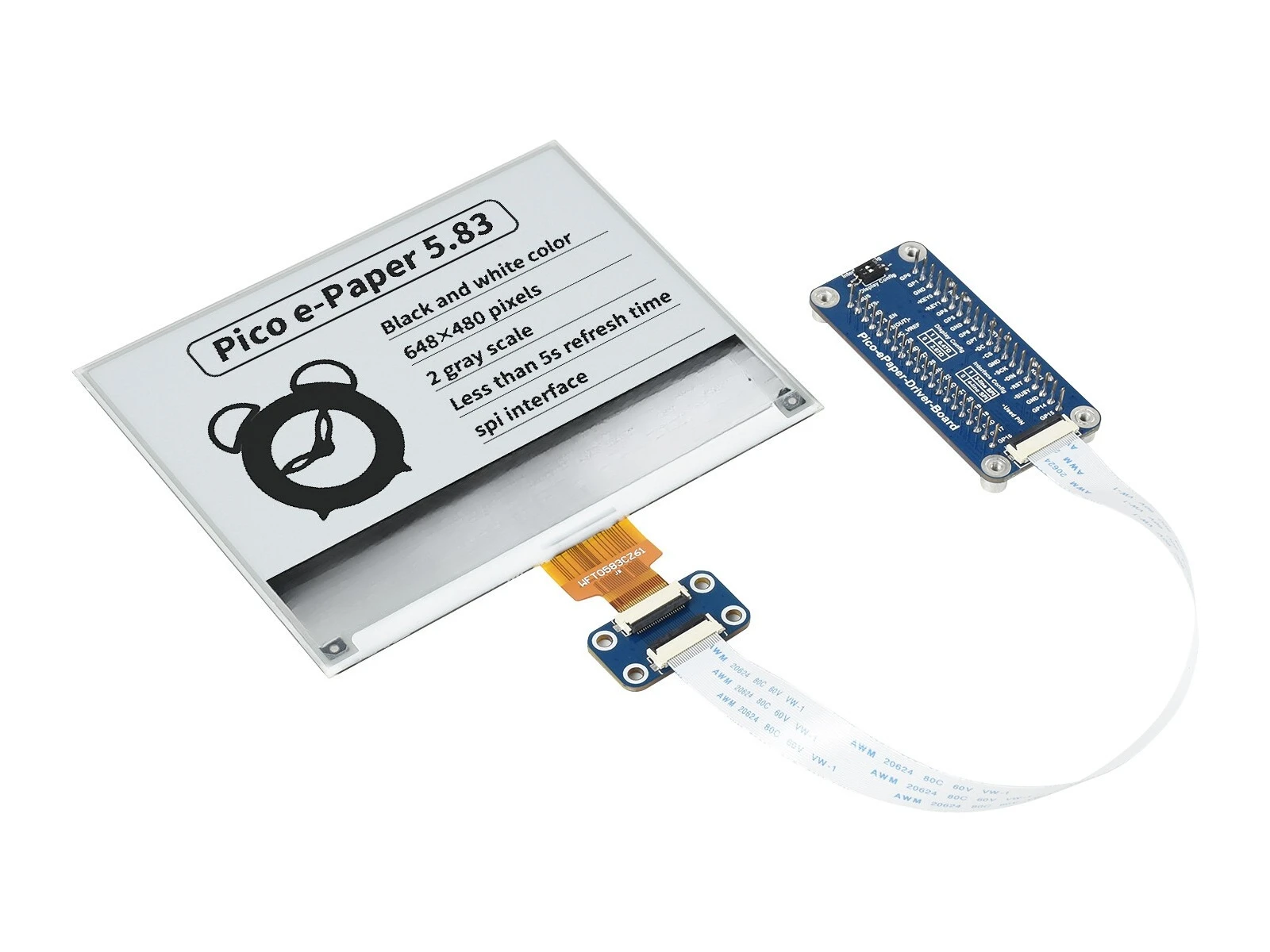 For 5.83inch E-Paper E-Ink Display Module for Raspberry Pi Pico 648×480