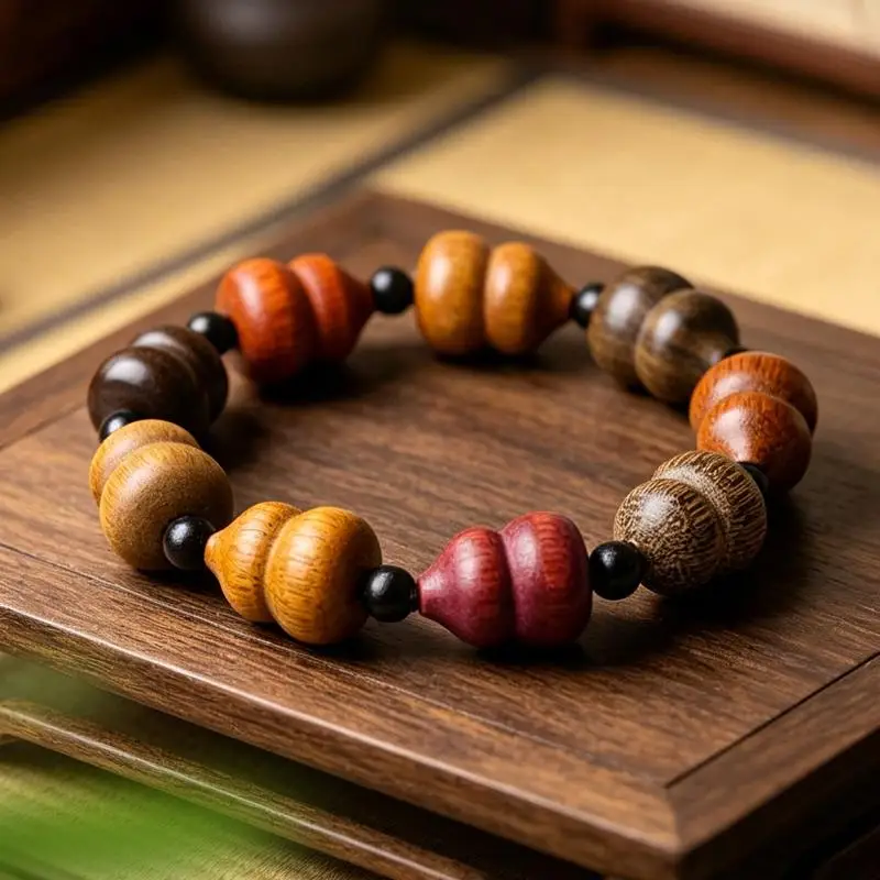 Natural Sandalwood Gourd Beaded Bracelet Natural Fragrance Handmade For Daily Wear Meditation Yoga Gifting