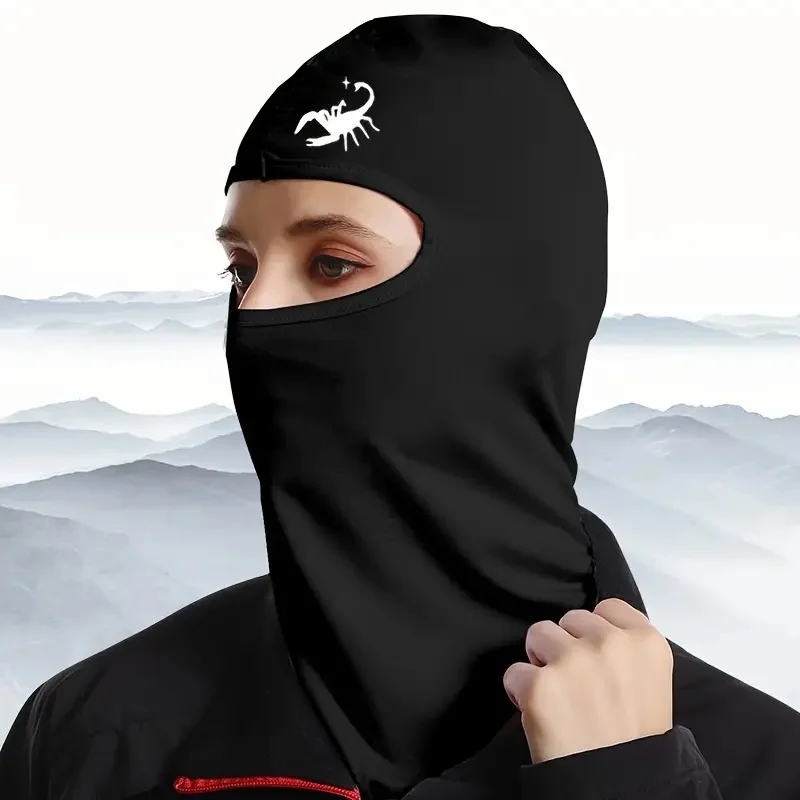 1pc Cool Retro Scorpion Print Skimasker voor mannen en vrouwen Bivakmuts Gezichtsmasker Rekbare stof Fietsmasker Zonnebrandcrème Headcover