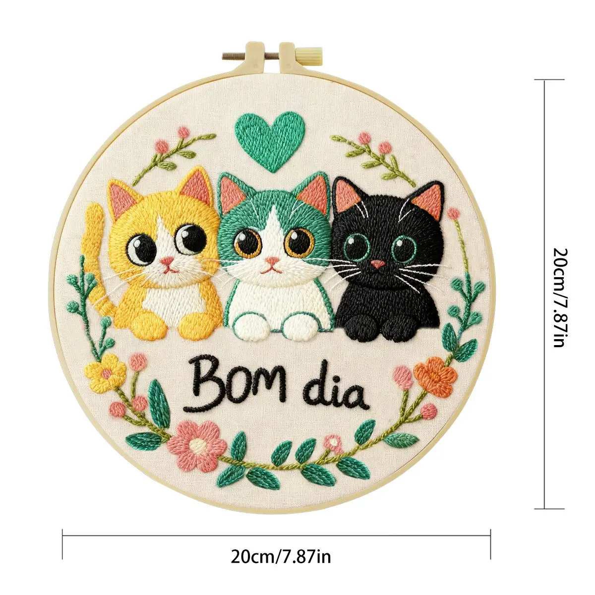 1 Stück 20X20CM/15X15CM 7,87/6,3 Zoll Tier - Katzen Stickerei Starter-Kit DIY-Kit DIY-Stickerei-Set Handarbeiten Malerei – Detail 3