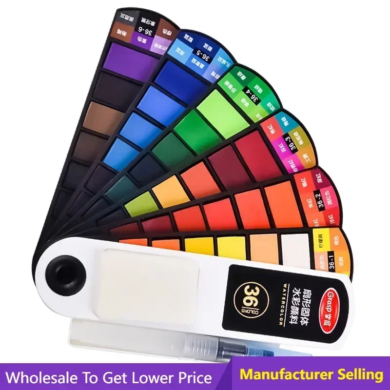 

draw 18/24/36/42 Colors Professional Solid Watercolor Paint Set Water Color Pigment with Water Brush Pen for School Art Supplies