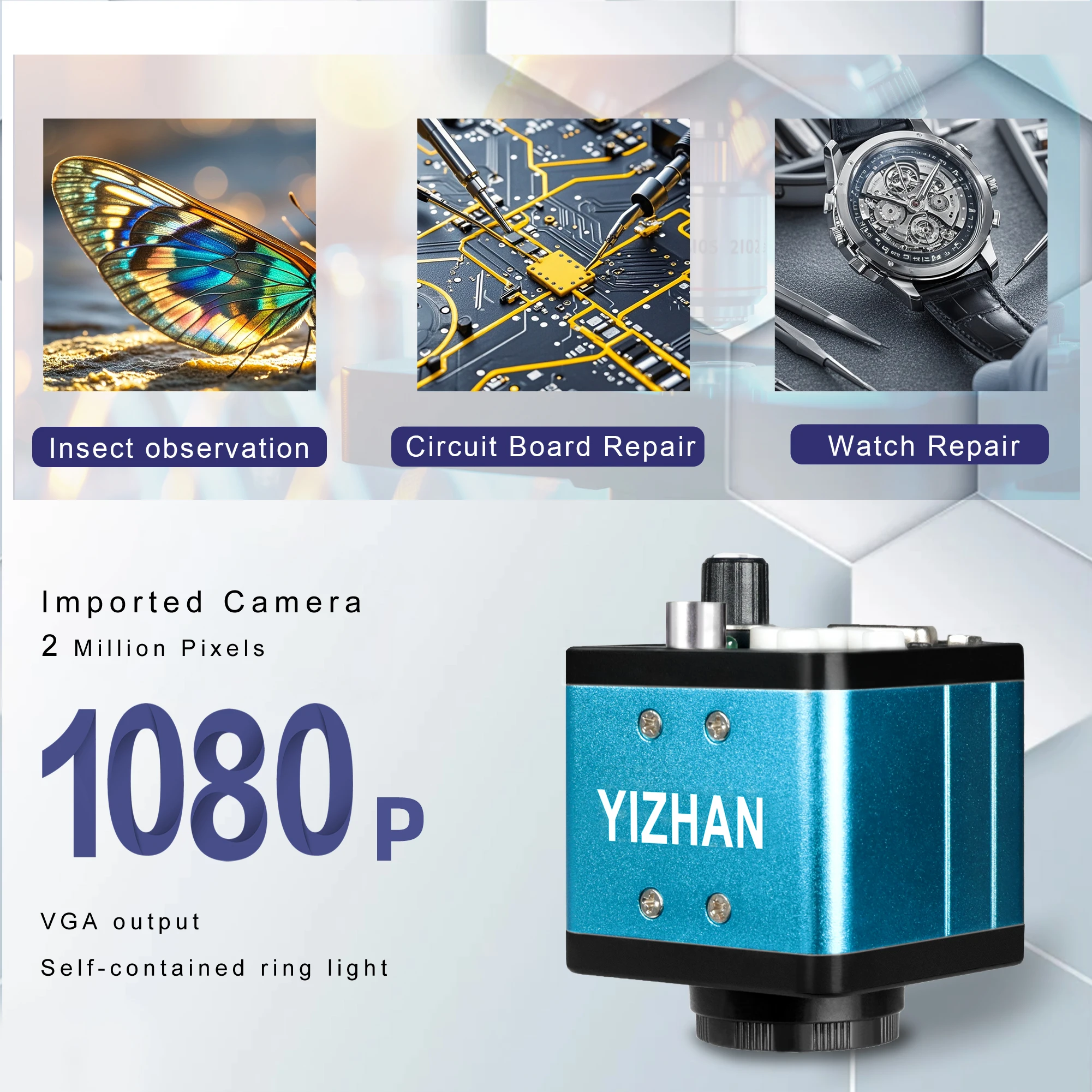 Electronic Microscope 1080P VGA Video Microscope Camera 130x/150x Infinitely Far C Mount Lens for Repair PCB Phone Soldering