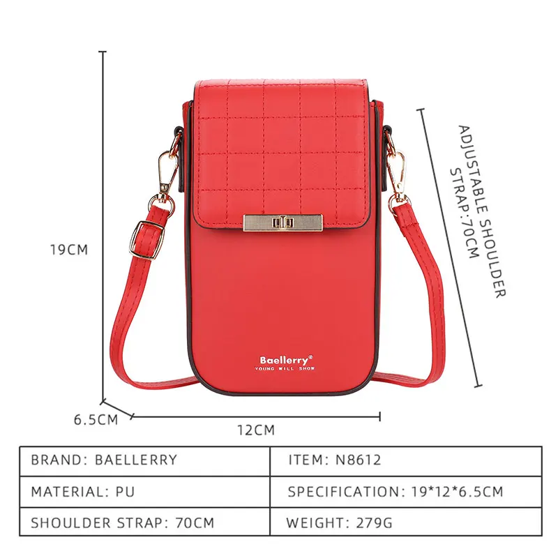 Baellerry New Women Phone Pocket Wallets Small Crossbody Bags Female Clutch Bag High Quality PU Leather Phone Bag for Women