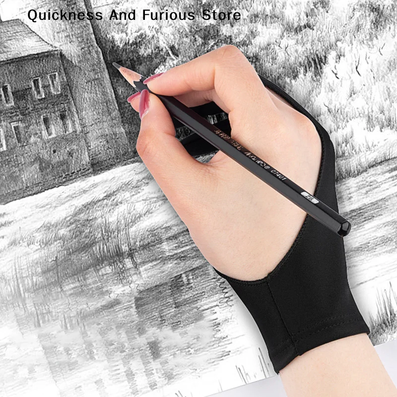 

1PC Anti-fouling Anti-Mistouch Anti Abrasion Anti Perspiration Two-Fingers Anti-touch Painting Glove For Drawing Tablet Glove