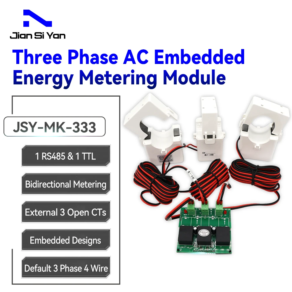 

JSY-MK-333 Open CTs 500A AC Three Phase RS485 TTL Bidirectional Measurement Power Energy Meter Module