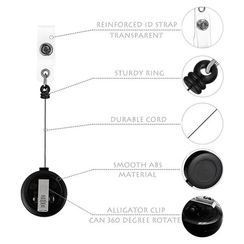 Gfc-2 Pack - Retractable ID Name Badge Holder Reels with Swivel Alligator Clip (Black)